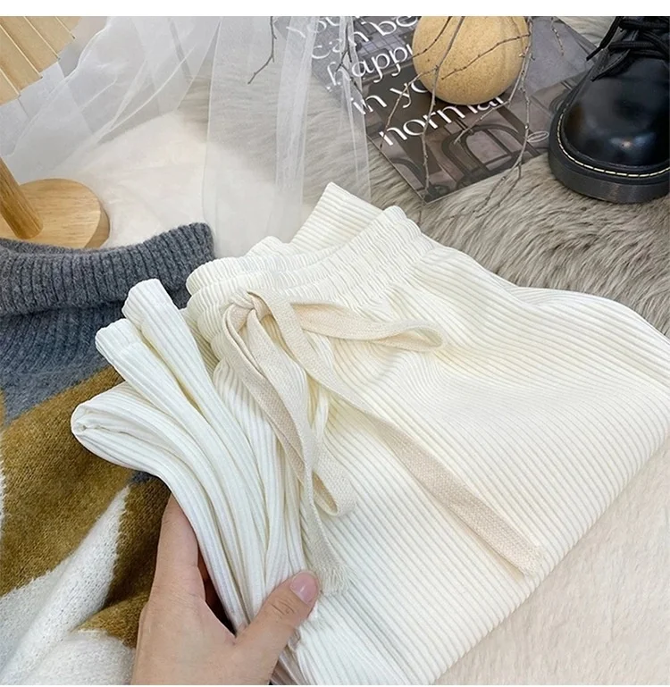 Fashion Women Summer Wide Leg Pants Casual High Waist Long Trousers Female Pleated Solid Color Pants Streetwear