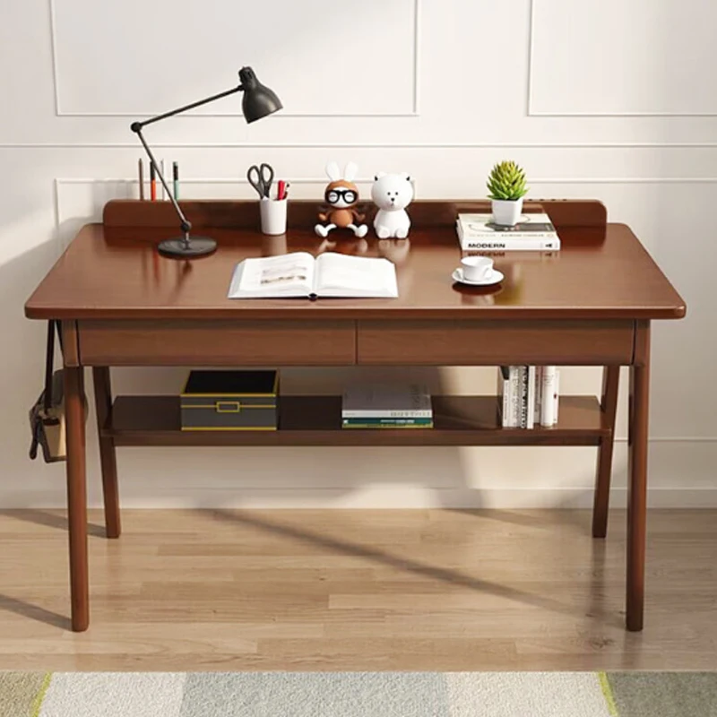 Customized Solid Oak Wood Table Modern Durable Study Room Fashion Desk with Storage Drawers