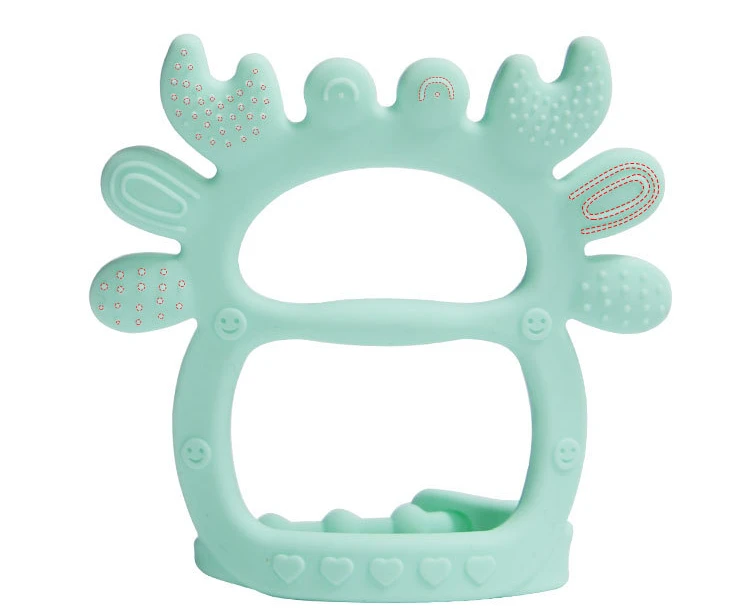 BPA Free Pink Adjustable Strap Anti Droppi Fun Crab Design Silicone Baby Wrist Teether Bracelet Sensory Teething Toy for Infants
