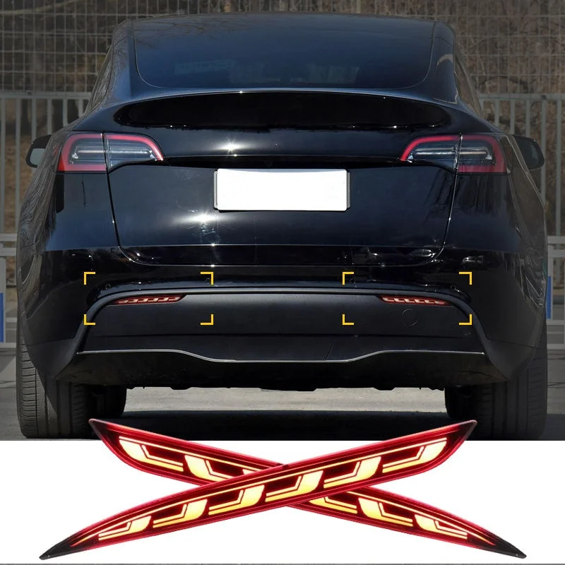 Car Exterior Accessories Rear Bumper Lights Turn Signal Brake Lamp Rear Bumper Reflector for Tesla Model Y