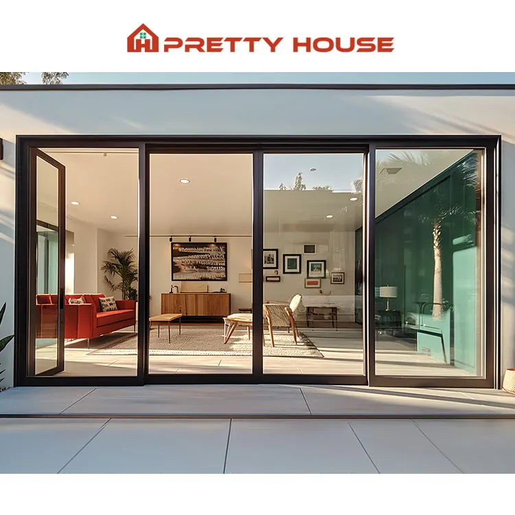 Residential House Exterior Patio High Energy Saving Impact Glass Double Glazed Aluminum Sliding Doors Wall