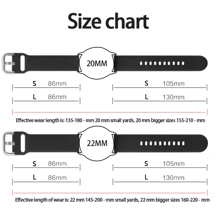 Coolyep Smart Band solid Color 20mm 22mm Watchband Sport Silicone Watch Strap for Samsung Galaxy Active Watch 3 4