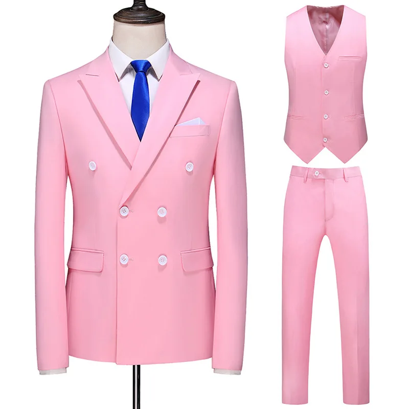 Hot Selling Designer Classic Male Suit Double Breasted Wedding Tuxedo 3 Pieces Men Fancy Complete Suit For Men