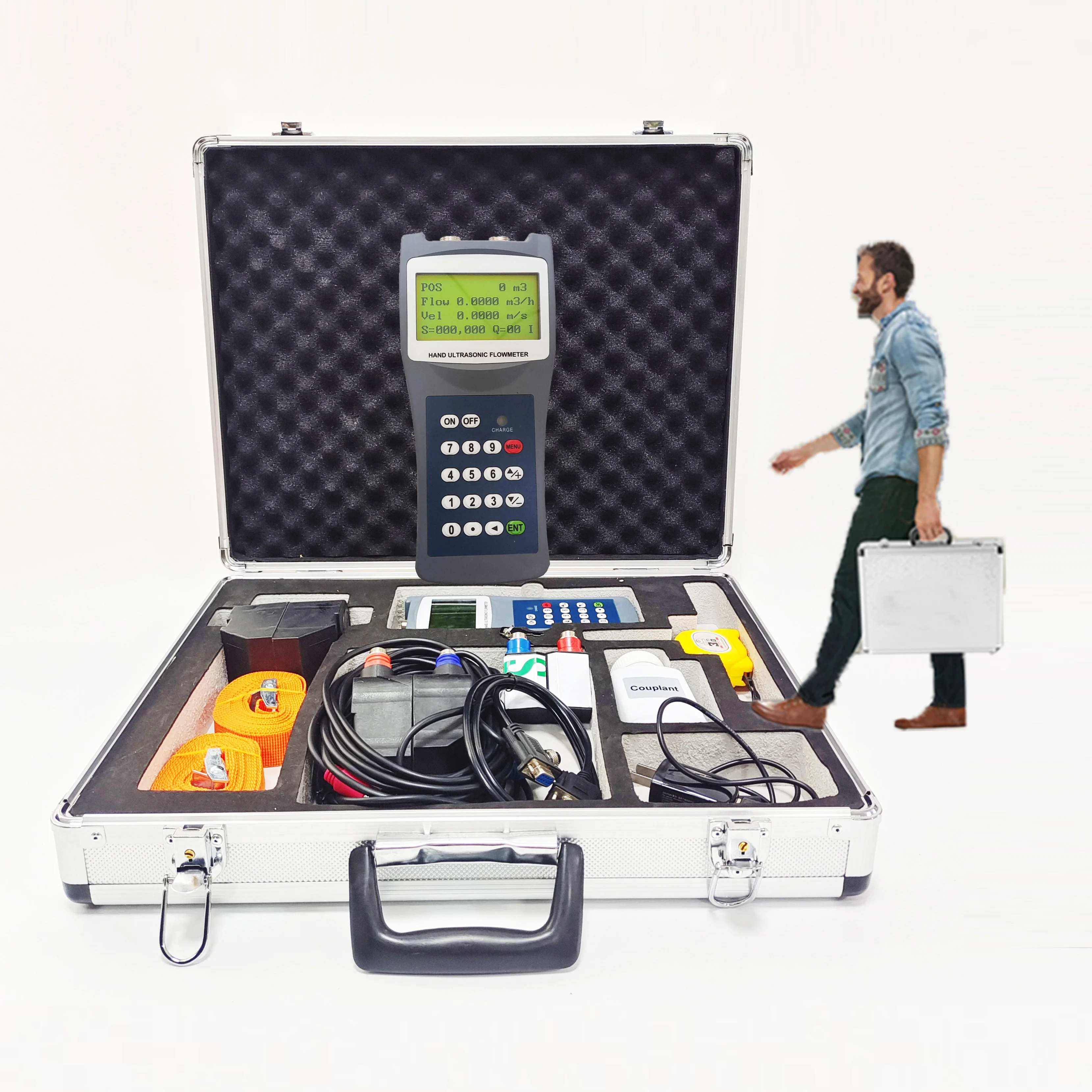 China Manufacturers Low Price Cheap Digital Gasoline Water Handheld Flowmeter Ultrasonic Portable Clamp On Flow Meter