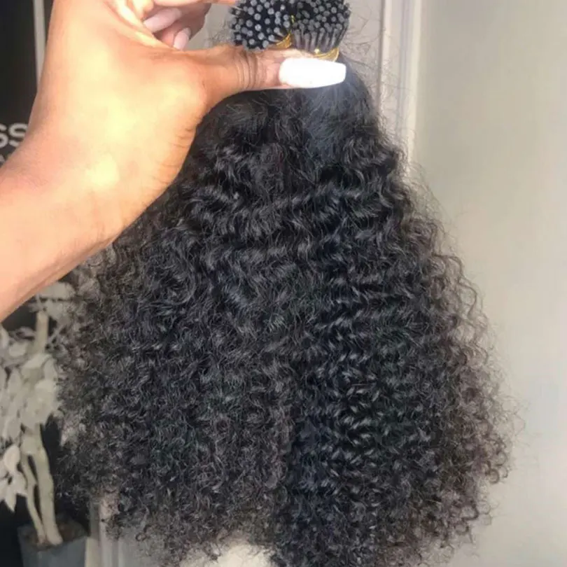 Wigs & extension human Hair Afro Extension 4A 4B 4C Kinky Short Microlink tape Hair Extensions I Tip Curly Hair For Black Women