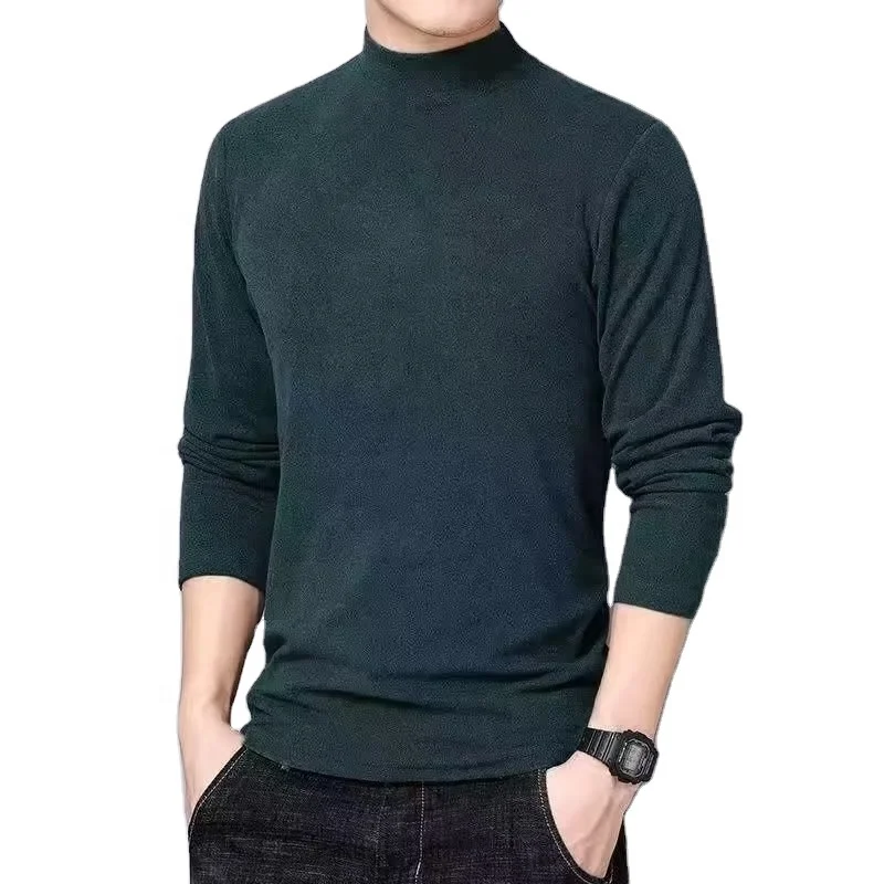 2022 WETRUE  custom plus size fashion slim mens sweaters solid long sleeve o-neck Self heating double-sided German velvet