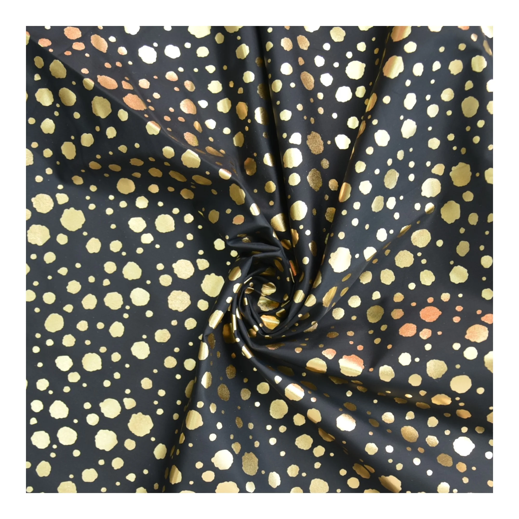 
Foil printed black point Lifestyle Fabric Oxford Fabric100% Recy cotton fabric outdoor clothing 