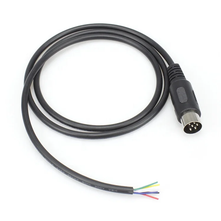 Factory supply custom 6pin din cable male to open wire   MIDI 6 pin male cord
