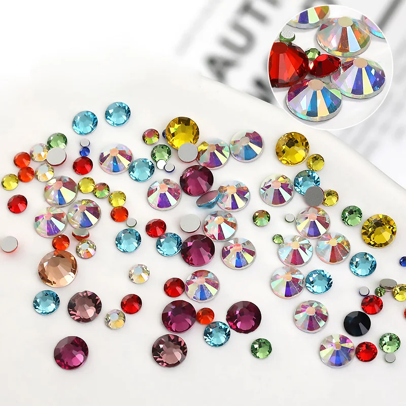 Wholesale Super Shiny Nai Multi Color Non Hotfix Glass Rhinestone Crystal Flatback Rhinestone For Jewelry Decoration Accessories