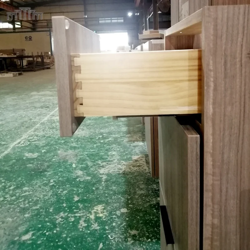 Apartment Hotel School Project Wholesale Frameless MDF Melamine Flat Panel Drawer Door Kitchen Cabinets With DTC Soft Close