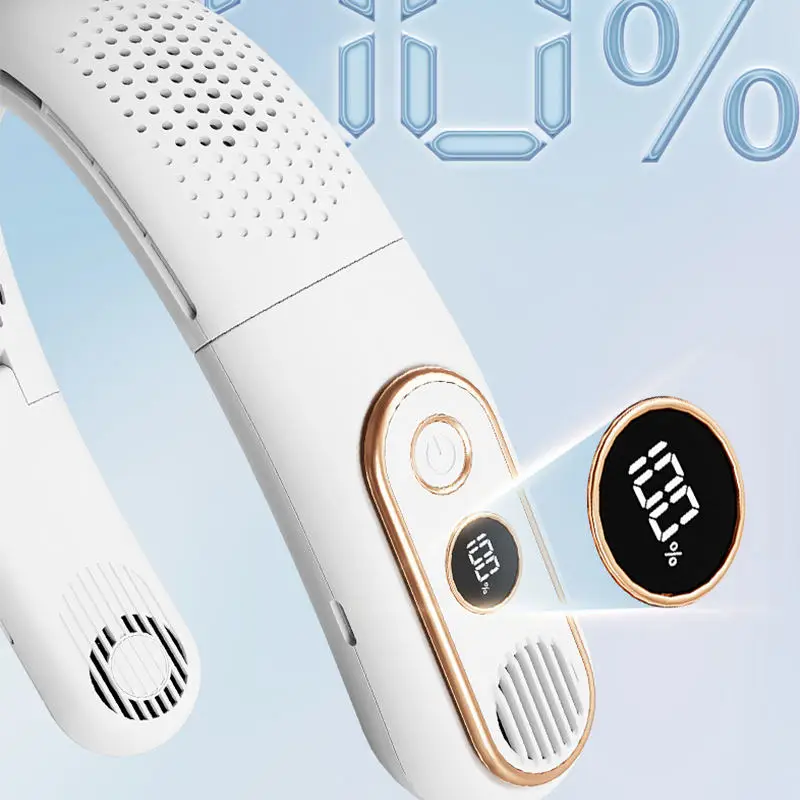 Fashion Hand-free portable Usb Sport mini personal summer Neckband air cooling colorful light bladeless Motor Hanging neck fan