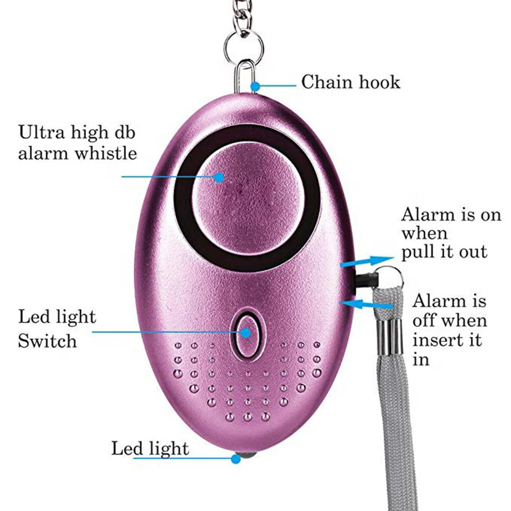 130db Alarms Keychains Led Portable Emergency Sos Security Self Defense Sets Alarm Keychain Personal Alarm For Women