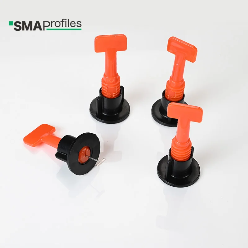 Foshan SMAProfiles Tiles tools ceramic leveler reusable screw type T shape tile leveling system for flooring