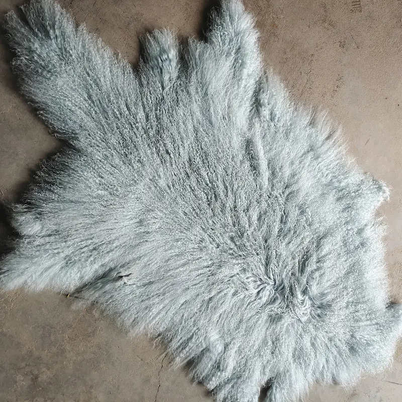 factory  long hair curly Tibet  Mongolian lamb fur plate wholesale genuine  mongolian tibetan lambskin
