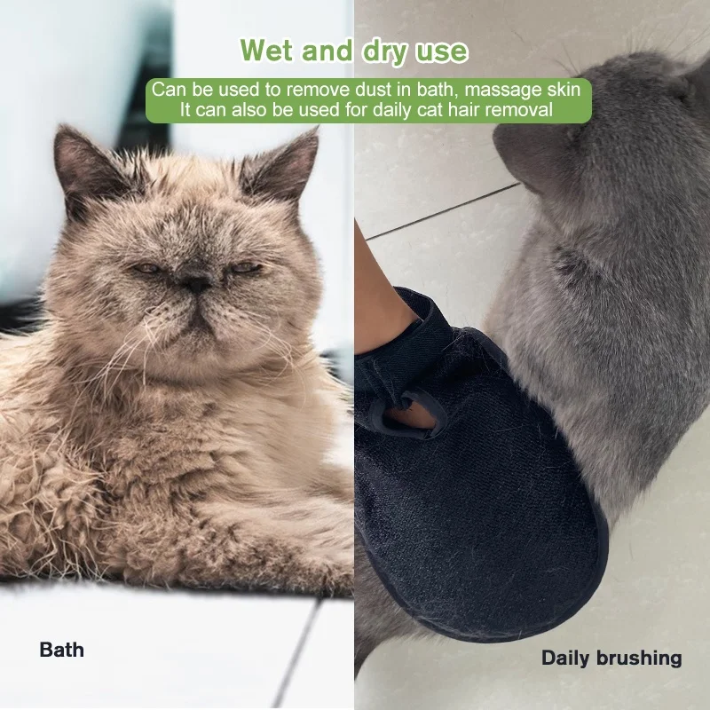 Factory Wholesale Multifunction Double Sided Cat Hair Remover Glove Dog Pet Bath Grooming Glove