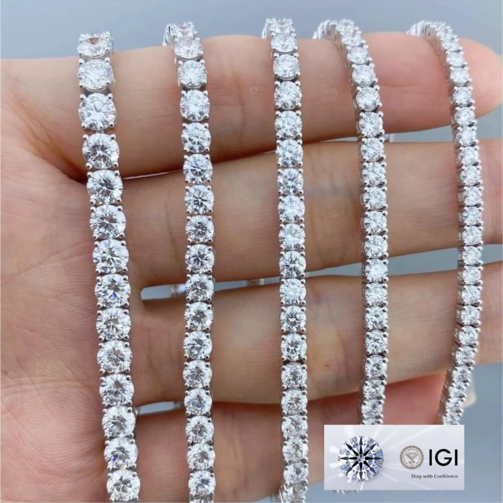 IGI  CVD Lab Grown diamond Pure Solid 18K VVS1 lab grown diamond GIA Certified Lab Grown Diamond Tennis Bracelet