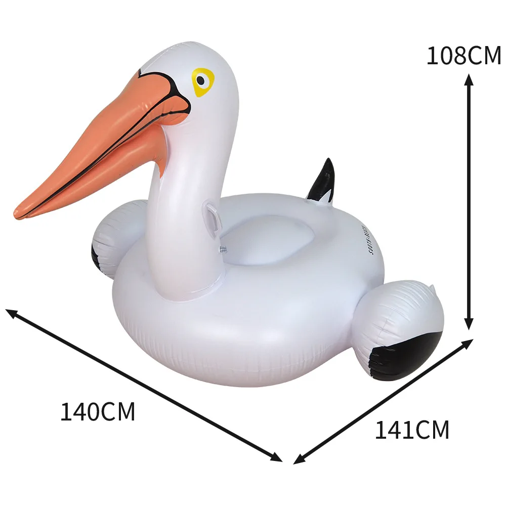 PVC Inflatable White-Pelican Bird Swimming Pool Float Inflatable White-Pelican Rider Water Play Equipment poll