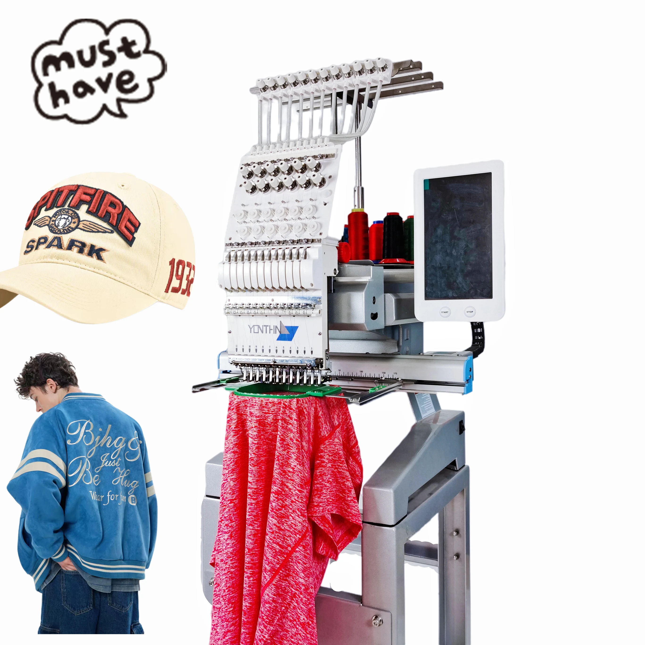 Yonthin factory price for sale industrial computerized embroidery machines 1 head with multi needles  maquina de bordado
