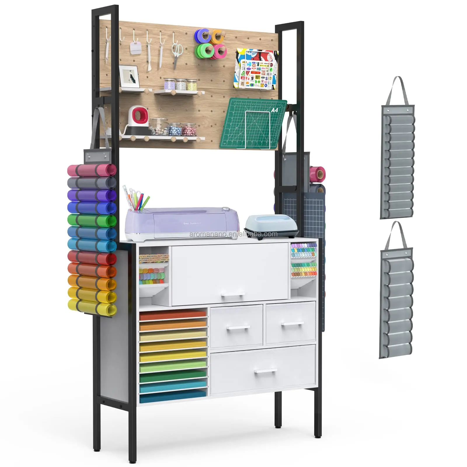 AromaNano Organization and Storage Cabinet Compatible with Cricut Machines, Accessories Organizer Craft Cabinet with Pegboard