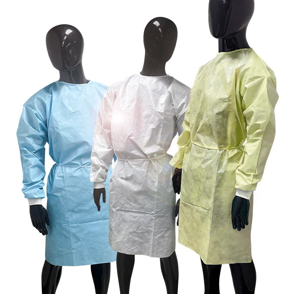 Hot Selling Cheap Wholesale Non Woven Disposable White Aami Standard Level 2 Gown For Adult