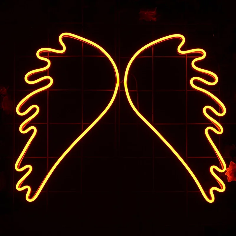 Custom design outdoor LED Illuminated Logo Acrylic angel wings neon light