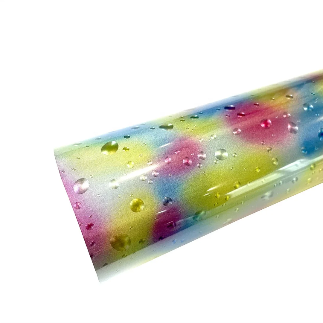Wholesale Heat Transfer Vinyl  for t shirts, bags or shoes, Rainbow stereoscopic water droplets  , htv ,  TPU , Whole roll