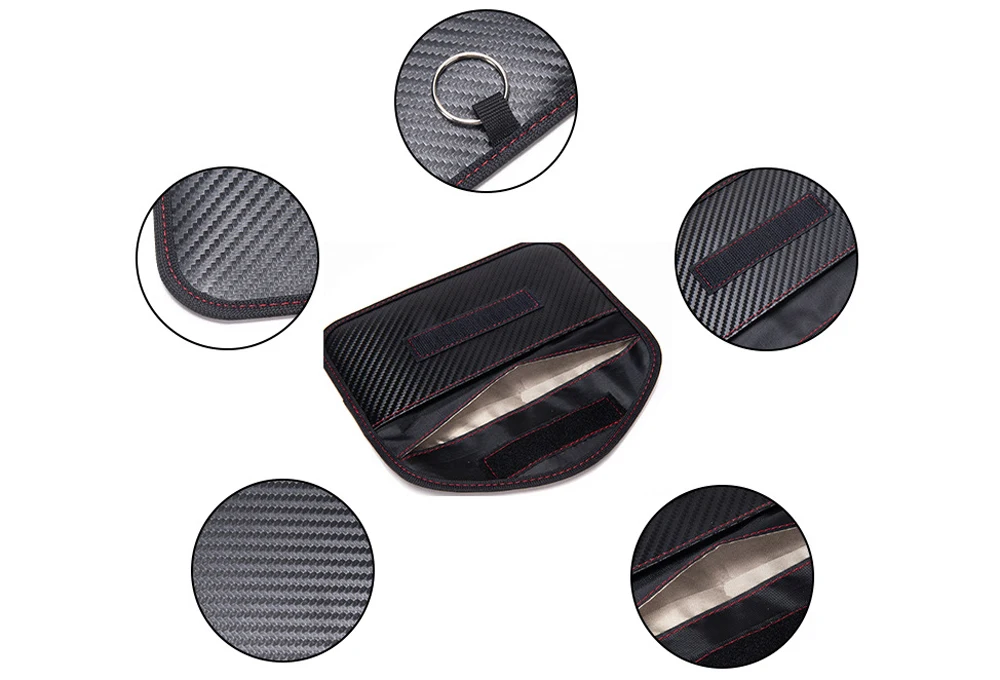 Carbon Fiber Faraday Bags for Car Keys and Cell Phone Signal Blocking Key Pouch Anti Theft Car Protection