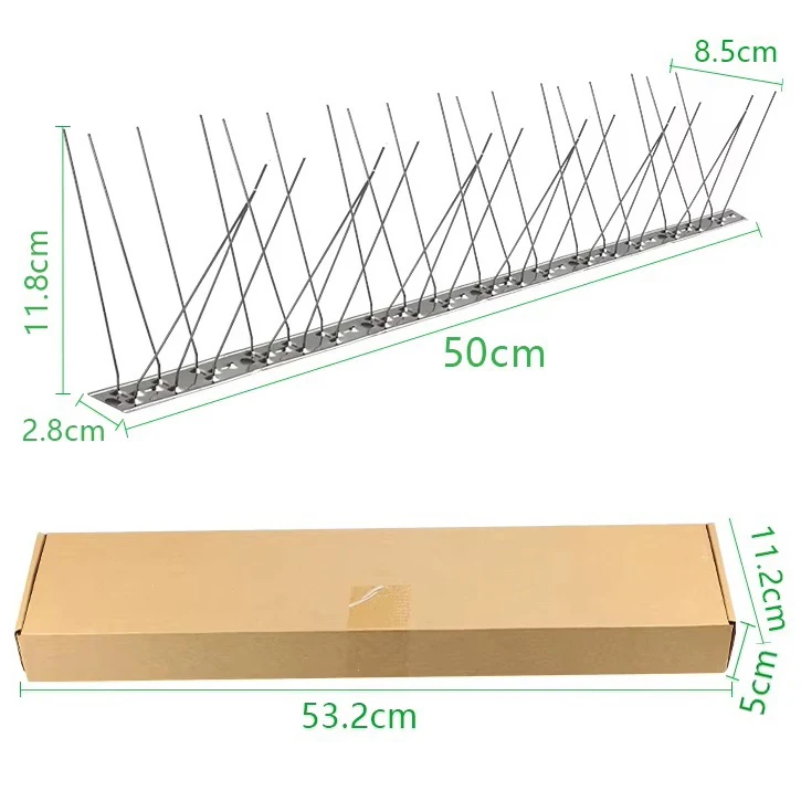 33cm Stainless Steel Base Bird Spikes Office Bird Deterrents and Pest Control Metal outside Pigeon Spikes for Hotels