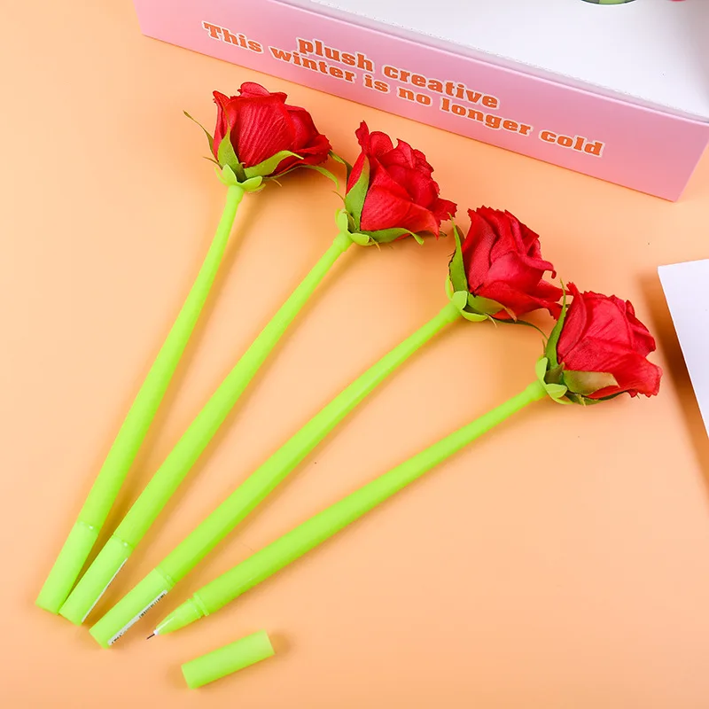 Stationery plant flower soft silicone 0.5mm gel pen simulation rose ballpoint pen for classmate gift school supplies