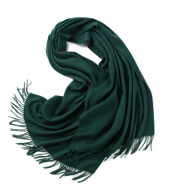 Long Size Solid Color Merino Wool Cashmere Stole Shawls Scarves Khaki Wholesale Soft Women Winter Shawl Women Girl Lady