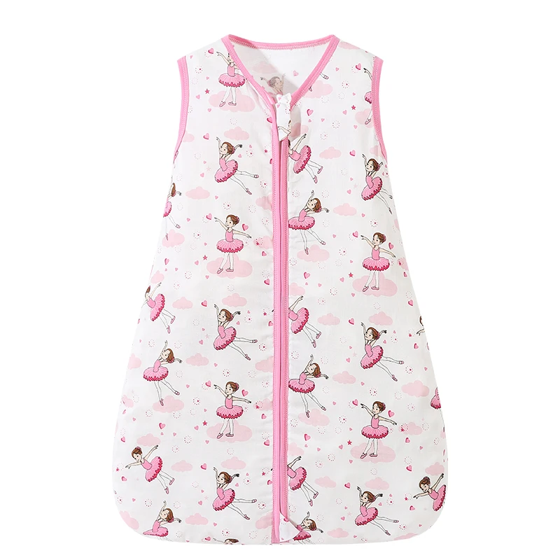 Kids Cartoon Print Sleeping Bags Bamboo Soft Baby Pajamas Girl Double Zipper Sleeping Sack