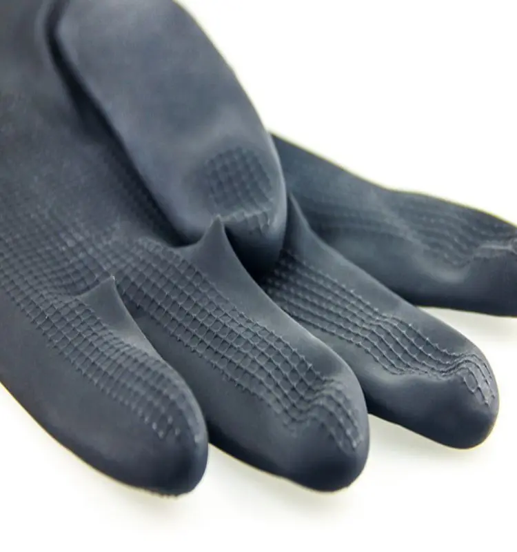80g Industrial Latex Gloves Chemical Resistant Gloves Black Latex Gloves