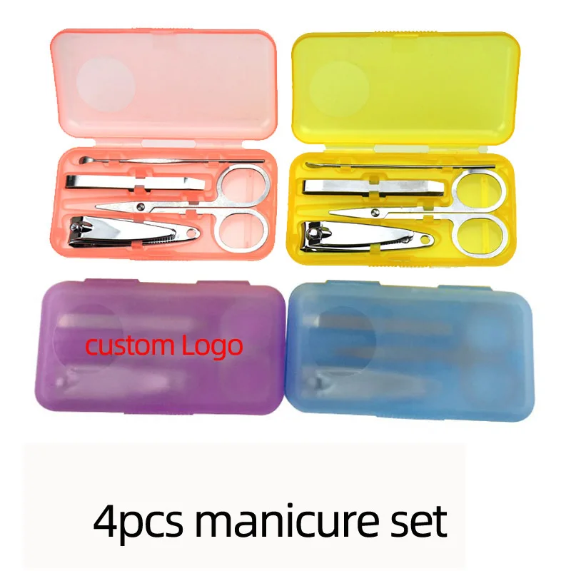 
wholesales 4pcs stainless steel Nail Clippers Cutter Kit Nail Care mini manicure pedicure set PP case 