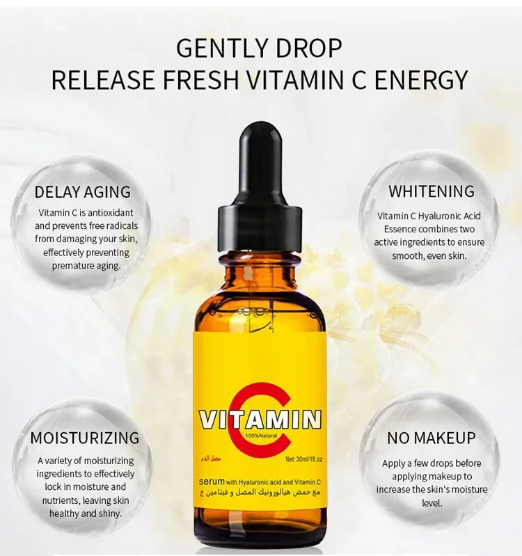 Cosmetic Factory Whitening Anti-Aging Skin Care 99% Pure Natural Organic 30Ml Hyaluronic Vitamin C Acid Face Serum