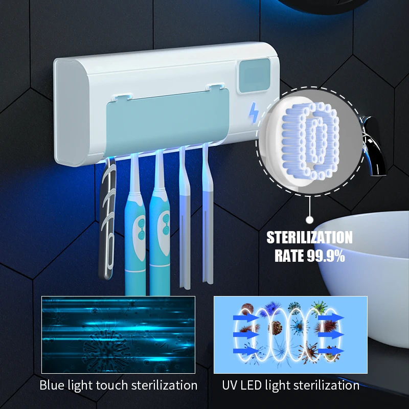  Недорогой настенный держатель для зубных щёток с USB-зарядкой