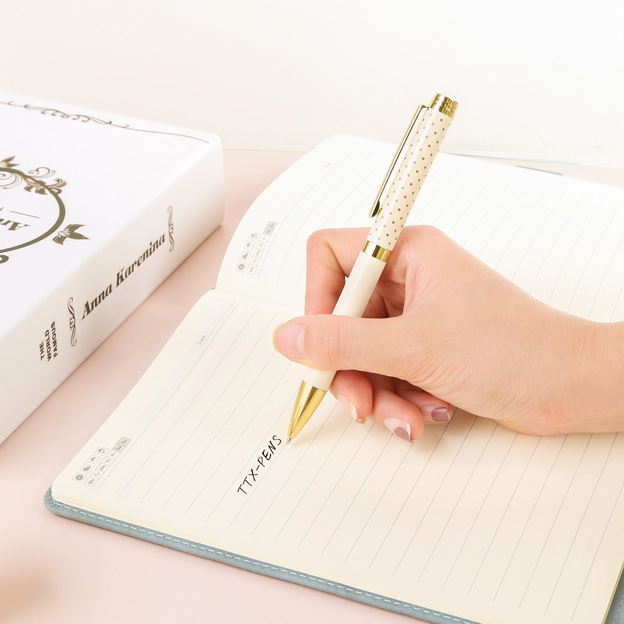 TTX Милая кавайная офисная школа розовые золотые детали с цветным узором под заказ 0,5 мм черные чернила металлическая шариковая ручка канцелярские принадлежности подарок
