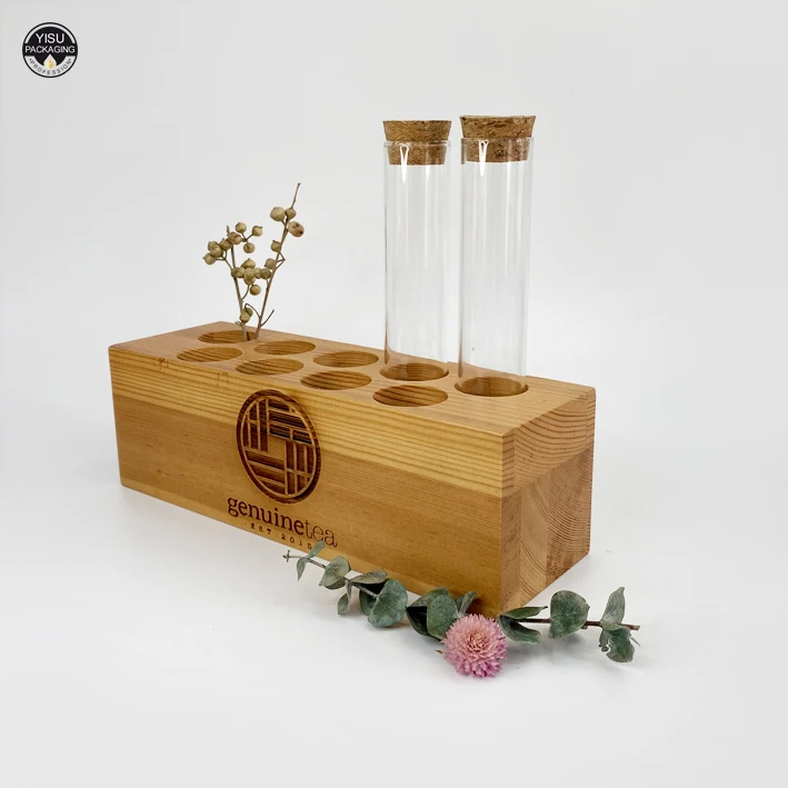 Wooden Test Tube Storage Rack with 6 Holes Chemical Experiment Stand Holder