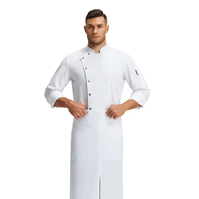 Good quality Spring Autumn Restaurant Kitchen Cook Uniforms Custom Logo Large Size Unisex White Black Chef Uniforms