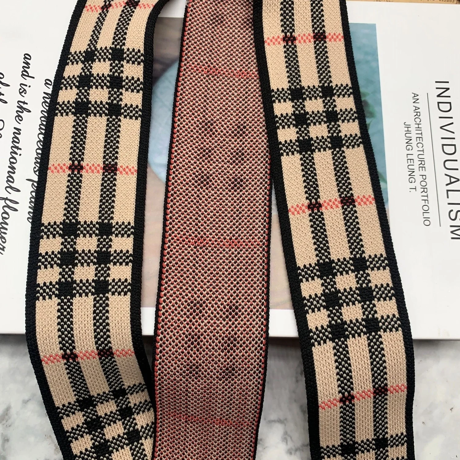 Comfortable 100% Polyester Jacquard Custom 4cm Striped Elastic Webbing