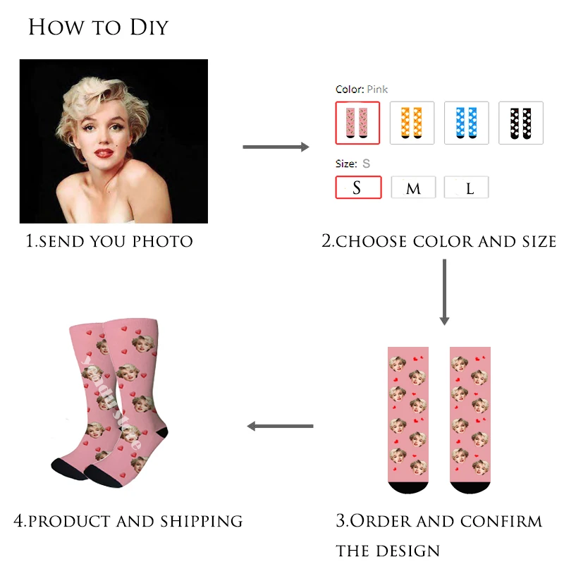 Colorful Custom Novelty DIY Men&Women Socks Funny Print Couples Dog Cat Personalized Your Face Photo on Sock Unisex for Gift