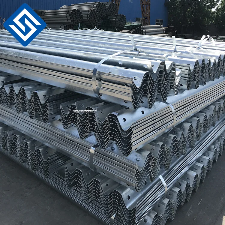 Road Barrier Traffic Safety For Guardrail Highway Hot Dipped Galvanized Steel Beam Highway Guardrail Crash Barrier Guardrail