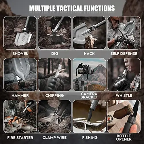 Zune Lotoo Hot Sale High Quality Outdoor Camping Multi Tool Hiking Shovel Tactical Shovel Multi-Function Folding Survival Shovel