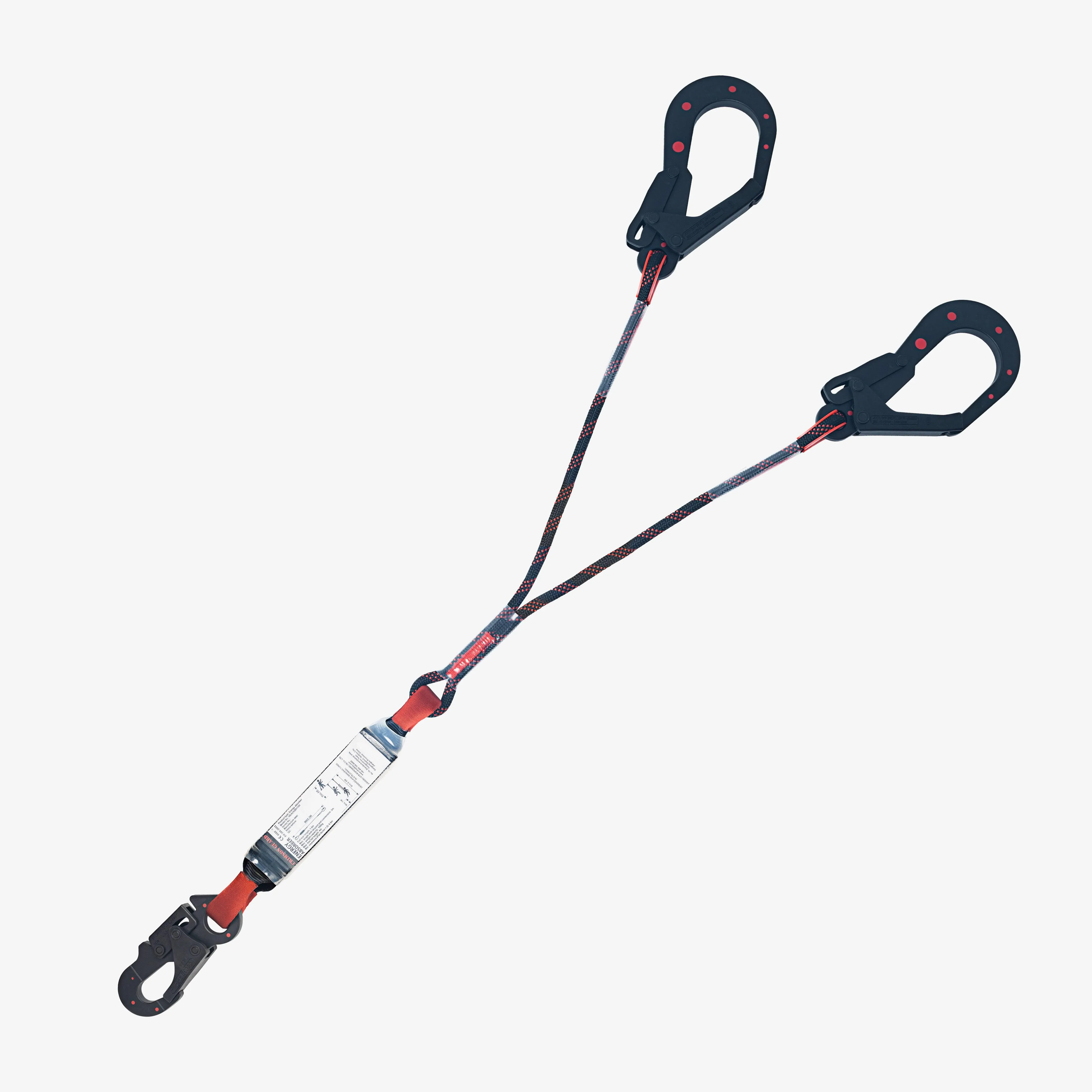 EN355 Double hook polyester strap Insulated safety lanyard with shock absorber for electrician
