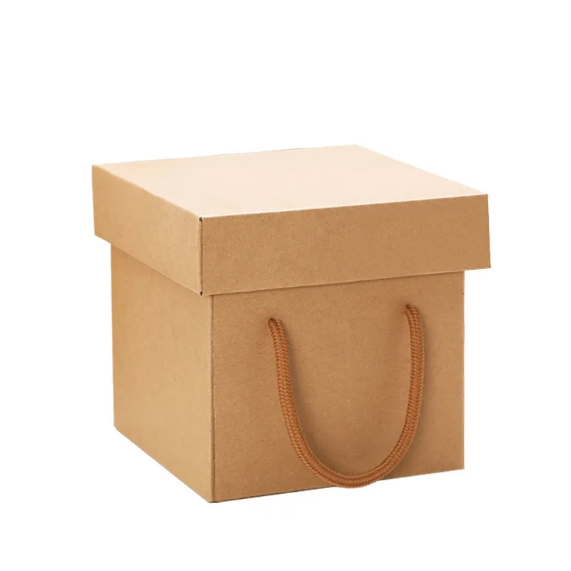 Wholesale Custom Kraft Paper Corrugated Paper Folding Square Portable Packaging Set Box Flower Box Fruit Gift Box
