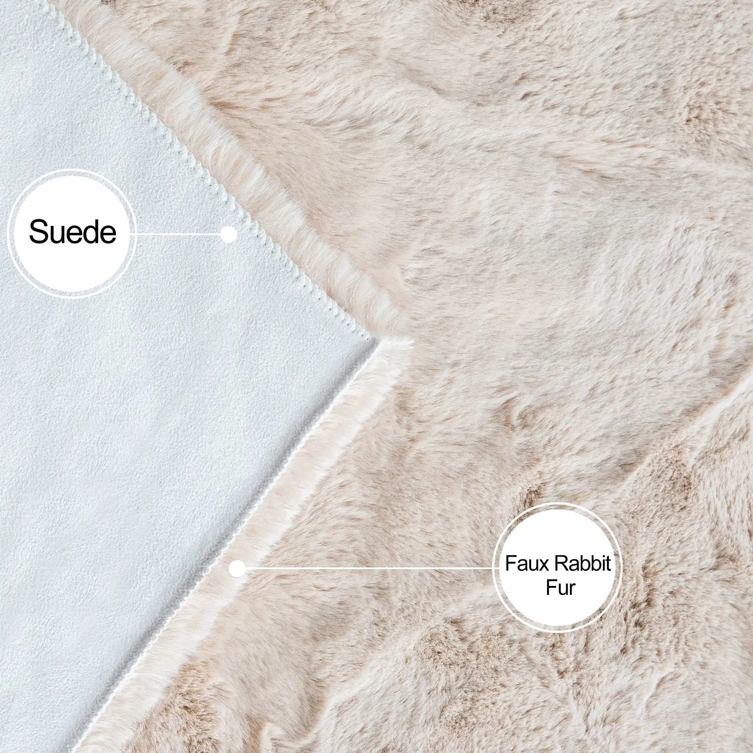 Reversible Faux Rabbit Fur Rug Machine Washable Area Rugs for Bedroom Fluffy Rugs for Living Room