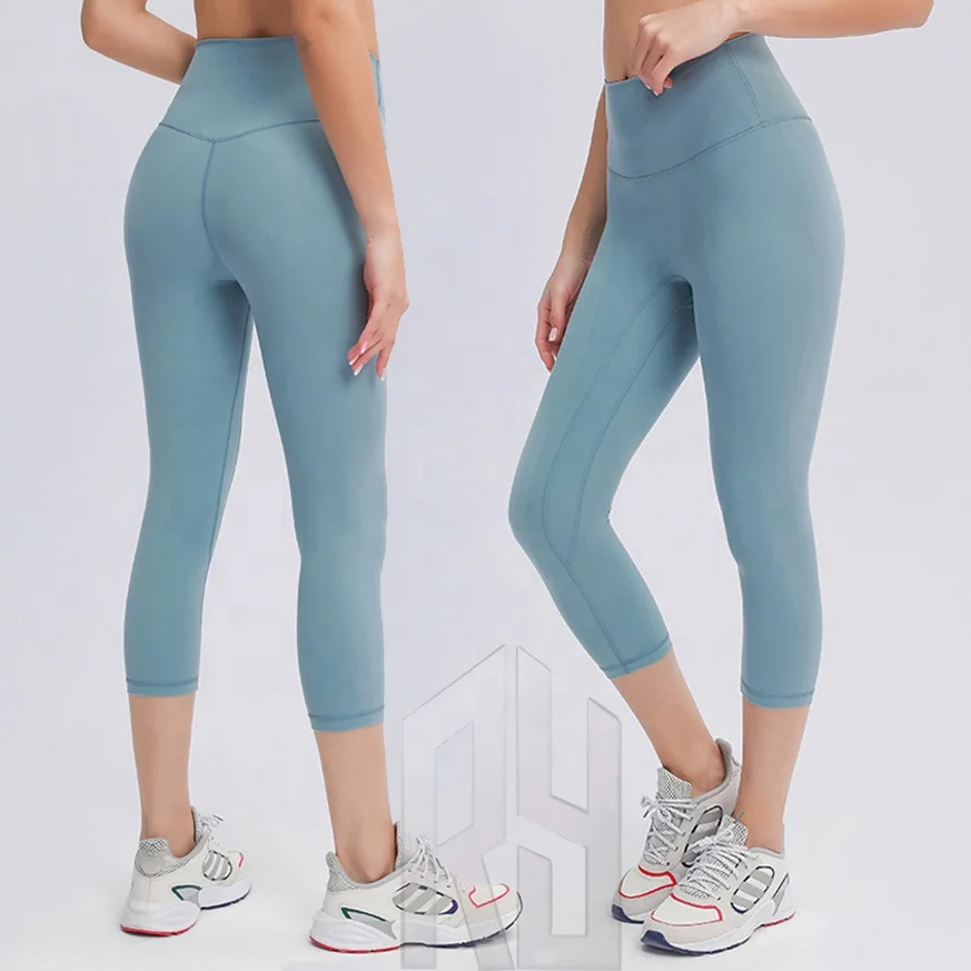 Fitness Cropped Leggings 21' length No camel line align lift hip running fitness quick-dry Yoga Biker  pants Workout clothes