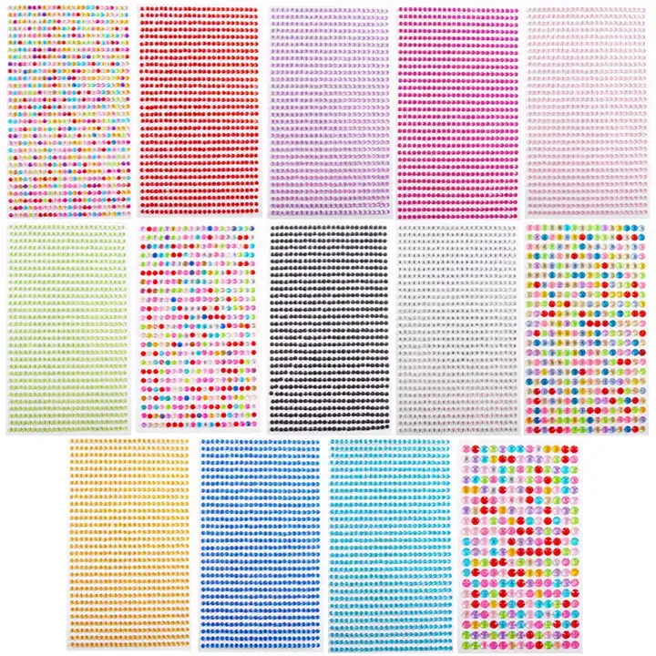 Hisenlee 4MM Resin Rhinestone Self Adhesive Stickers For DIY Mobile Phone Decoration Car Decor Decal Styling Accessories 437pcs