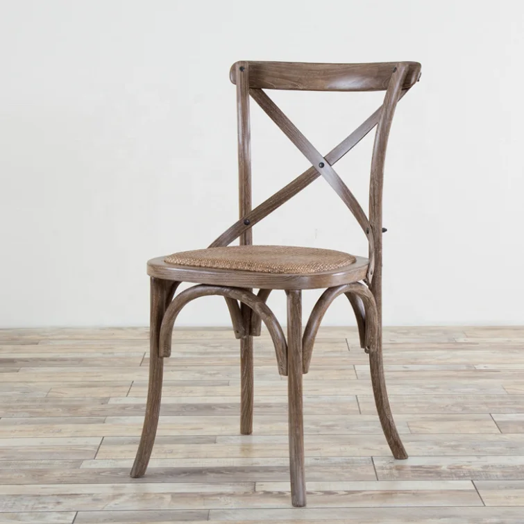 Wholesale wood stackable cross X back vintage dinning room chair wooden use