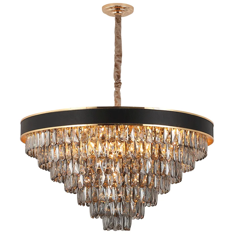 Luxury Chandeliers Modern Crystal Chandeliers Ceiling Light Long Hanging Pendant Lamp K9 Crystal Chandeliers For Living Room