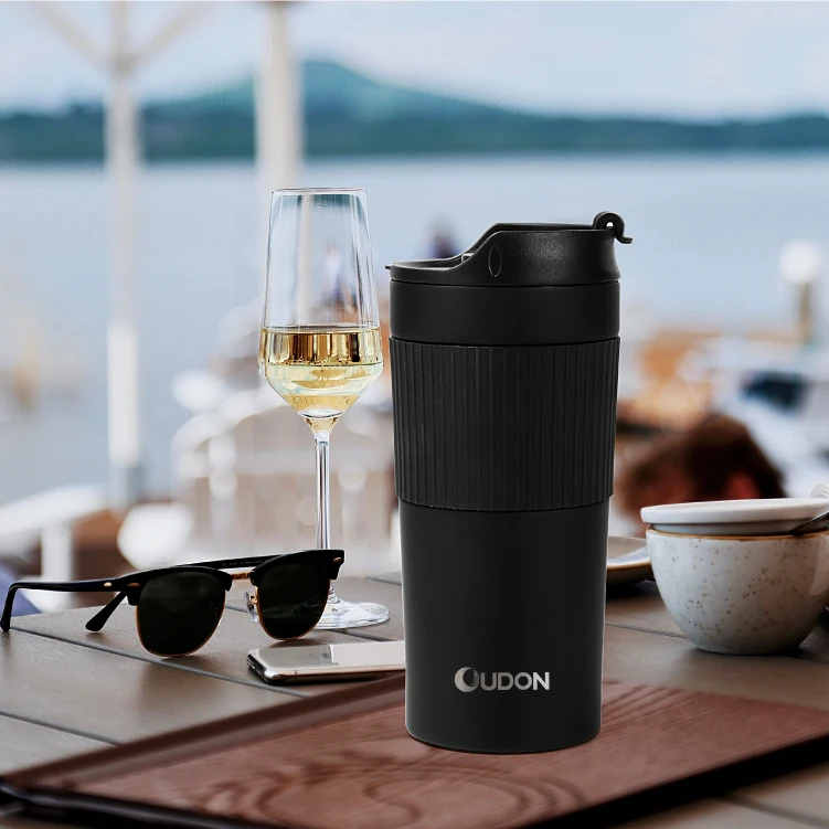 Oudon Travel Vacuum Insulated French Press Coffee Mug Tumbler with Coffee Press Plunger